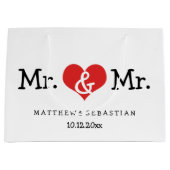 Mr. und Mr. Red Heart Wedding Personalisiert Große Geschenktüte (Vorderseite)