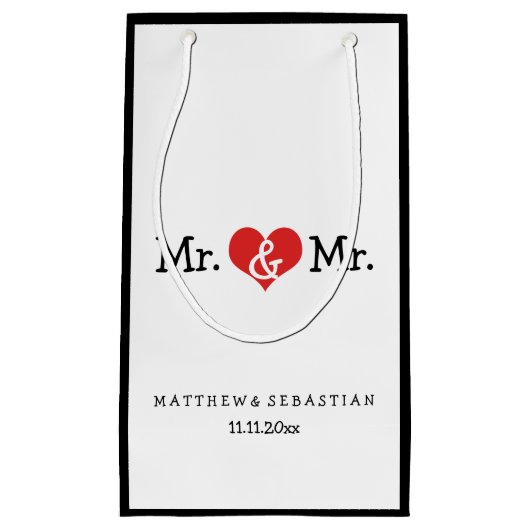 Mr. und Mr. Red Heart Wedding Personalisiert Kleine Geschenktüte (Vorderseite)