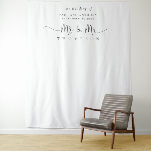 Mr. und Mr. Script Gay Wedding Foto Hintergrund Wandteppich (Beispiel)