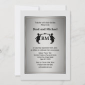 Mr. und Mr. Trumpet Blower Grooms Silber Schwarz-w Einladung (Vorderseite)