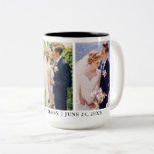 Mr. und Mrs. 3 Foto Bride and Groom Wedding Large Zweifarbige Tasse (VorderseiteRechts)