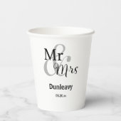 Mr. und Mrs. Ampersand Custom Nachname Paper Cup Pappbecher (Rückseite)