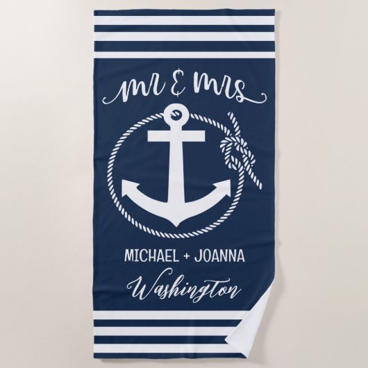Mr. und Mrs. Beach Handtücher, Wedding Gift, perso Strandtuch (Vorderseite)