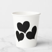 Mr. und Mrs. Black and White Heart Shape Wedding Pappbecher (Rückseite)
