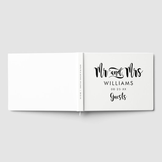 Mr. und Mrs. Black Handwriting Script Wedding Gästebuch (Voll)