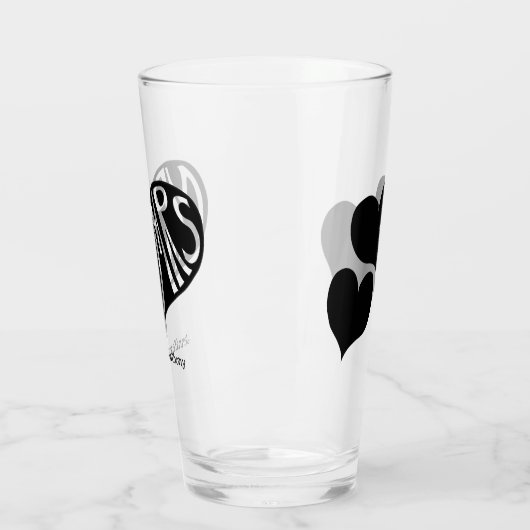 Mr. und Mrs. Black Heart Shape Wedding Glas (Links)