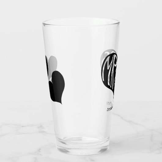 Mr. und Mrs. Black Heart Shape Wedding Glas (Rechts)