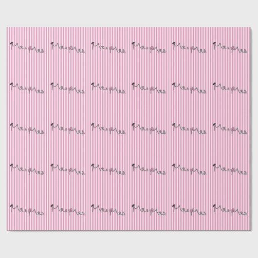 MR und MRS Bräutigam/Braut rosa gestreift modern Geschenkpapier (Flach)
