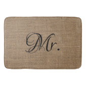 Mr. und Mrs. Bride Groom Burlap Badematte (Vorderseite)