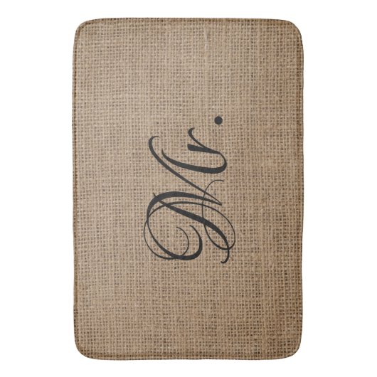Mr. und Mrs. Bride Groom Burlap Badematte (Vorderseite Vertikal)