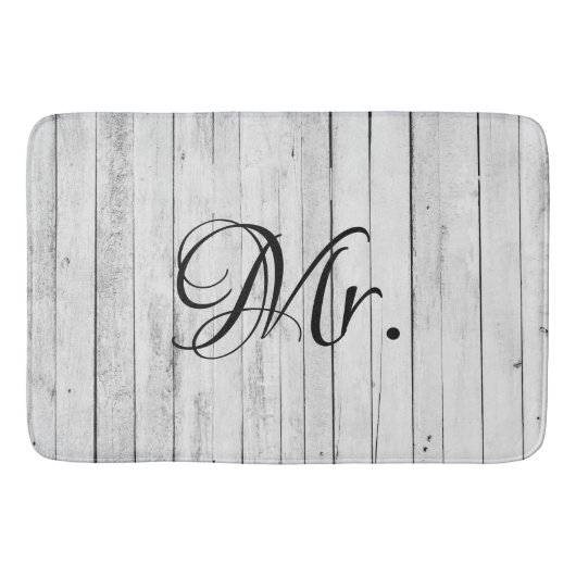 Mr. und Mrs. Bride Groom Rustic Badematte (Vorderseite)