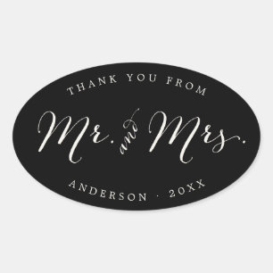 Mr. und Mrs. Calligraphy Script Wedding Stickers
