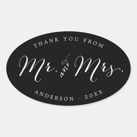 Mr. und Mrs. Calligraphy Script Wedding Stickers (Vorderseite)