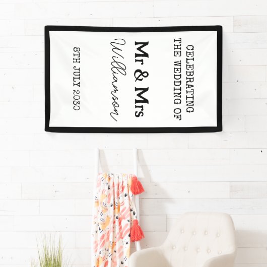 Mr. und Mrs. Celebration Black and White Banner (Insitu)