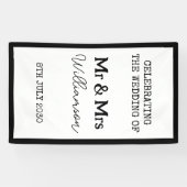 Mr. und Mrs. Celebration Black and White Banner (Horizontal)