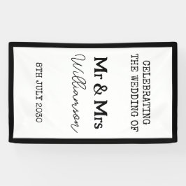 Mr. und Mrs. Celebration Black and White Banner