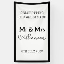 Mr. und Mrs. Celebration Black and White Banner