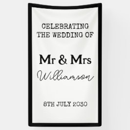 Mr. und Mrs. Celebration Black and White Banner