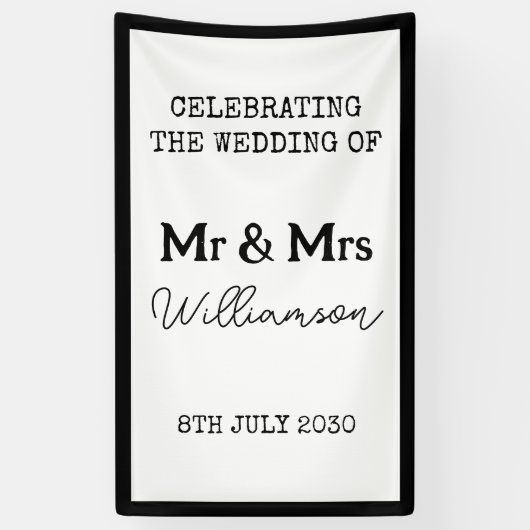 Mr. und Mrs. Celebration Black and White Banner (Vertikal)