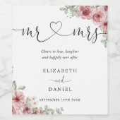Mr. und Mrs. Cheers to Liebe Heart Script Wedding Weinetikett (Einzelnes Label)