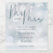 Mr. und Mrs. Cheers to Liebe Winter Wedding Weinetikett (Einzelnes Label)
