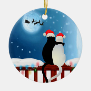 Mr. und Mrs. Christmas Kitty Keramik Ornament