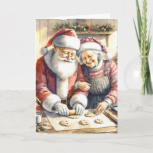 Mr. und Mrs. Claus Baking Cookies Custom Christmas Karte