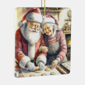 Mr. und Mrs. Claus Baking Cookies Custom Christmas Keramikornament (Rechts)