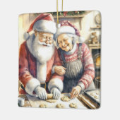Mr. und Mrs. Claus Baking Cookies Custom Christmas Keramikornament (Links)