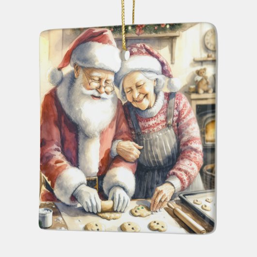 Mr. und Mrs. Claus Baking Cookies Custom Christmas Keramikornament (Links)