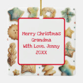 Mr. und Mrs. Claus Baking Cookies Custom Christmas Keramikornament (Rückseite)