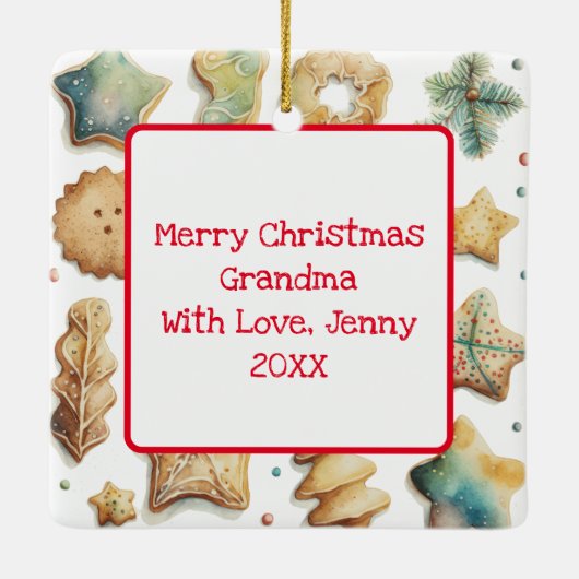 Mr. und Mrs. Claus Baking Cookies Custom Christmas Keramikornament (Rückseite)