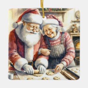 Mr. und Mrs. Claus Baking Cookies Custom Christmas Keramikornament