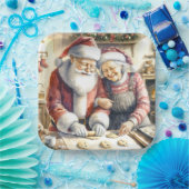 Mr. und Mrs. Claus Baking Cookies Custom Christmas Pappteller (Party)