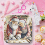 Mr. und Mrs. Claus Baking Cookies Custom Christmas Pappteller (Party)