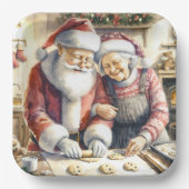 Mr. und Mrs. Claus Baking Cookies Custom Christmas Pappteller (Vorderseite)