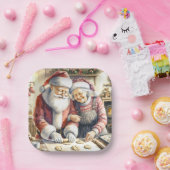 Mr. und Mrs. Claus Baking Cookies Custom Christmas Pappteller (Party)