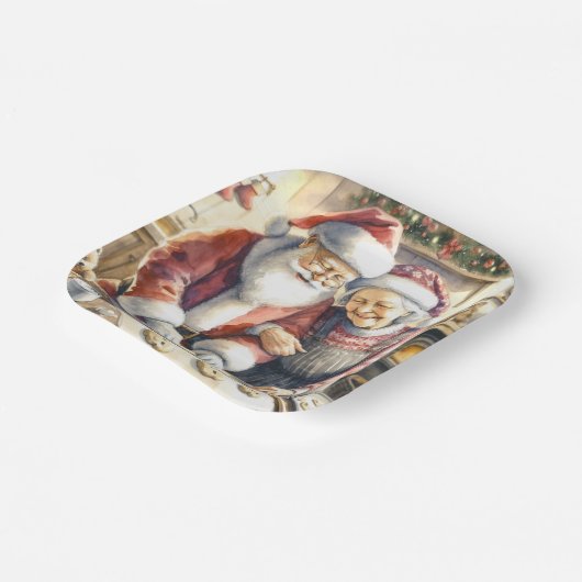 Mr. und Mrs. Claus Baking Cookies Custom Christmas Pappteller (Gewinkelt)