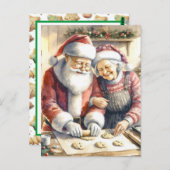 Mr. und Mrs. Claus Baking Cookies Custom Christmas Postkarte (Vorne/Hinten)