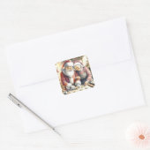 Mr. und Mrs. Claus Baking Cookies Custom Christmas Quadratischer Aufkleber (Umschlag)