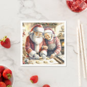 Mr. und Mrs. Claus Baking Cookies Custom Christmas Serviette (Beispiel)