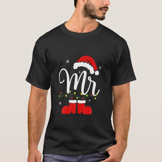 Mr. und Mrs. Claus Paples Matching Christmas Pajam T-Shirt (Vorderseite)
