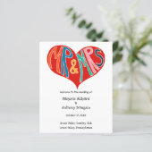 Mr. und Mrs. Colorful Heart Shape Wedding Program (Stehend Vorderseite)