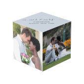 Mr. und Mrs. Custom 4 Wedding Foto Würfel (Vorderseite Schrägansicht)