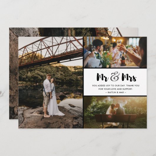 Mr. und Mrs. Dankeschön Foto Collage Wedding Dankeskarte (Vorne/Hinten)