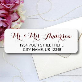 Mr. und Mrs. Elegant Script Wedding Name Adresse