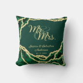 Mr. und Mrs. Emerald Green Marble Newlyweds Weddin Kissen (Vorderseite)