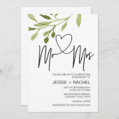 Mr. und Mrs. Engagement Party Eucalyptus Einladung (Vorne/Hinten)