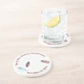 Mr. und Mrs. Feather Design mit Name Date Getränkeuntersetzer (Seite)