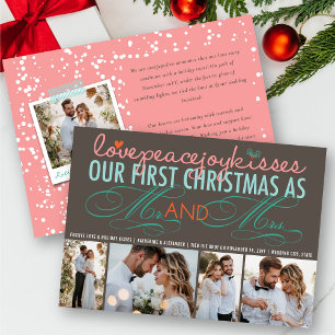 Mr. und Mrs. First Christmas Foto Collage Hochzeit Einladung